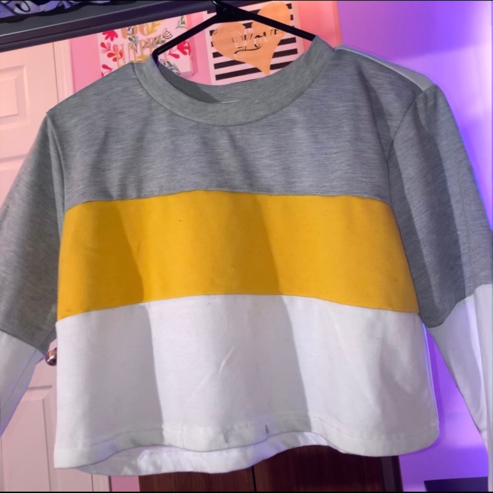 Colour Block Cropped Hoodie